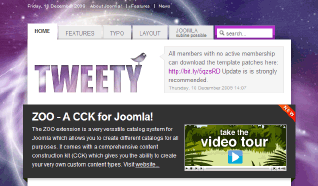Шаблон YT Tweety для CMS Joomla от YOOTheme